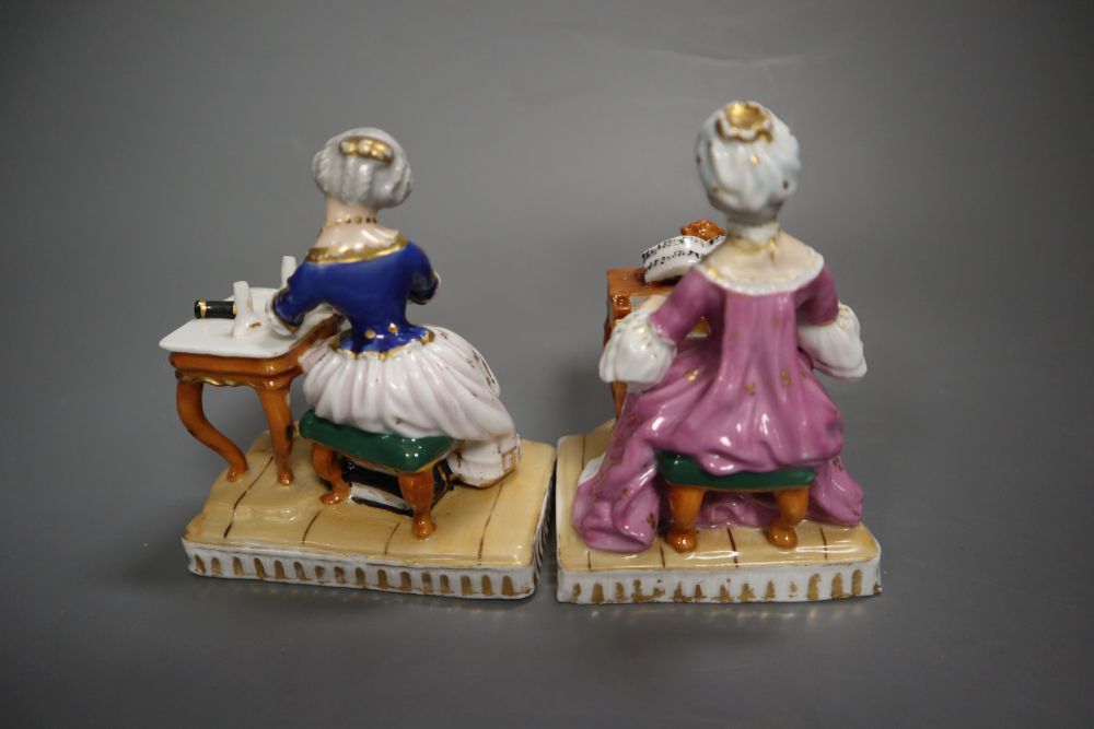 After Meissen originals. A group of five late 19th century porcelain groups, emblematic of the Senses